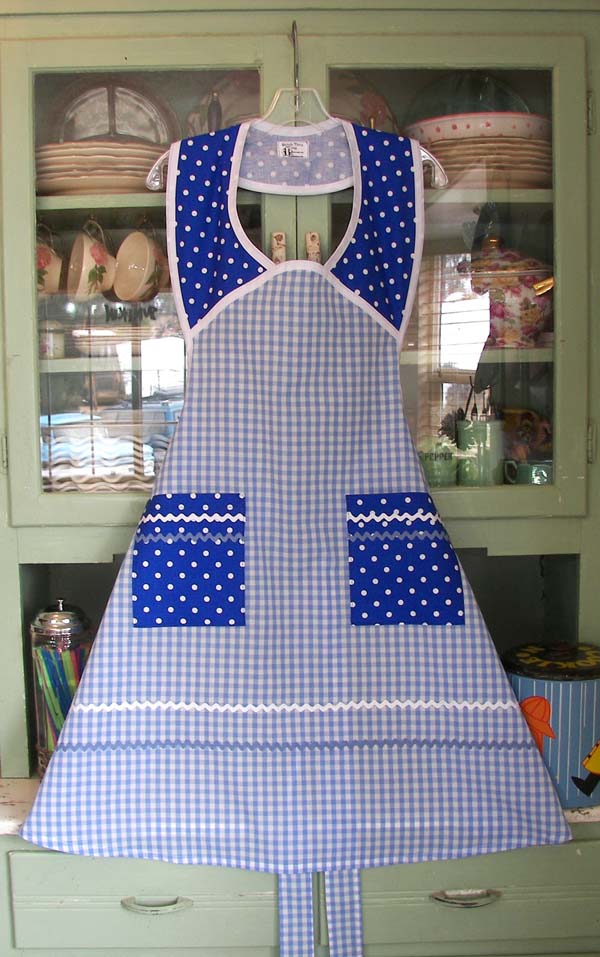 1940 Blue Gingham  Blue Polka Dot