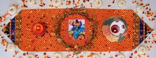 Orange Halloween 13"x47" table runner poined edge