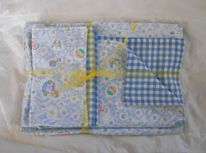 Blue baby blanket with  2 burp pads