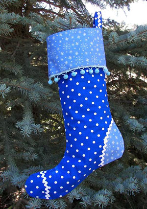 Blue Polka Dot Christmas Stockings