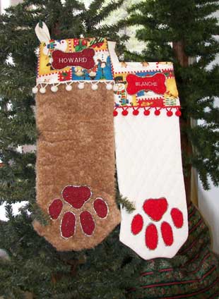 Dog Paw Christmas stocking, click for large view 