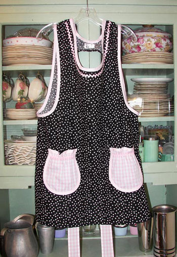 Grandma Black Polka Dot Pink Gingham Pockets