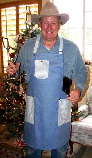 Man Apron Levi With Gingham Pockets
