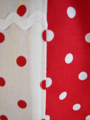 red / white polka dot close up