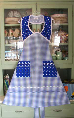 1940 Blue Gingham Blue Polka Dot Aprons