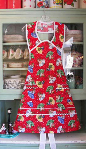 1940 Red Christmas Girls Apron