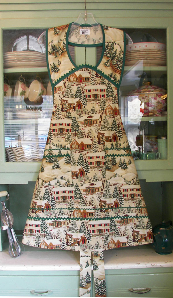 1940 Old Time Village Christmas with green trim and Ric Rac