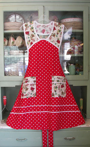 1940 red polka dots with stocking