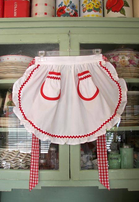 1948 Ruffle White with Red Trim with Red Gingham ties