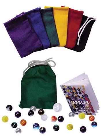 Old Fashioned Marbles with canvas pouch and handbook
