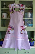1940 Raspberry Floral with lilac gingham