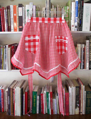 Victory red gingham apron